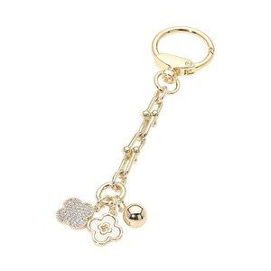 14K Gold Mother of Pearl Quatrefoil Bag Charm Key Chain